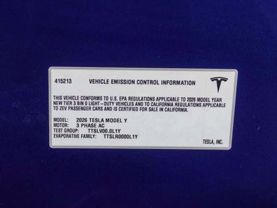2026 Tesla Model Y Standard Rear-Wheel Drive