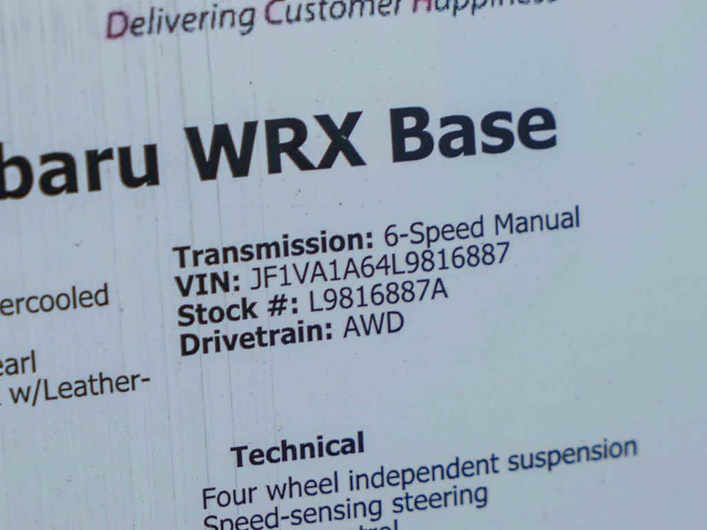 2020 Subaru WRX Manual