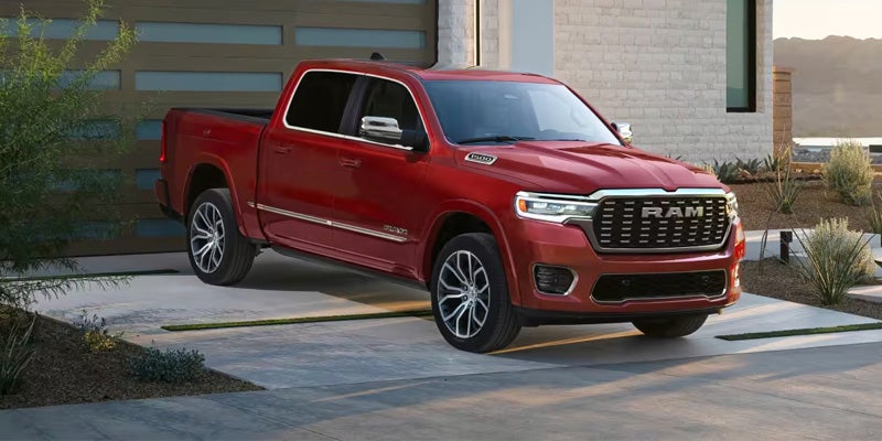 2026 RAM 1500 in vibrant red, combining luxury and rugged strength for urban and off-road adventures.